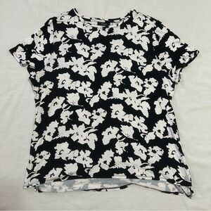 Alfani Black & White Floral Tee